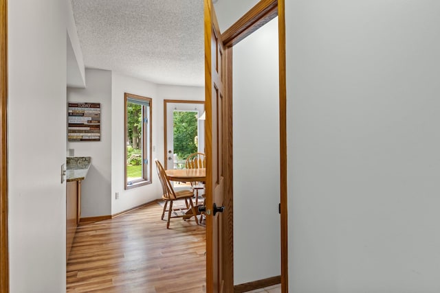 9755 Egret Blvd NW, Coon Rapids, MN 55433 - hall with light wood-style floors and a textured ceiling