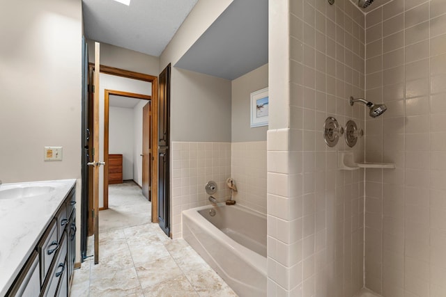 9755 Egret Blvd NW, Coon Rapids, MN 55433 - full bath featuring a garden tub, vanity, and a tile shower