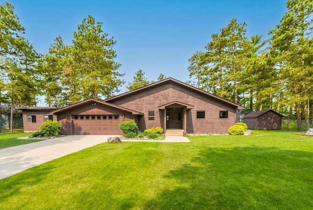 22855 Lake Hubert Dr, Lake Edward Twp, MN 56401 - view of front of house featuring a garage, a front yard, and concrete driveway