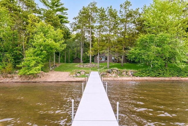 22855 Lake Hubert Dr, Lake Edward Twp, MN 56401 - dock with a lawn and a water view
