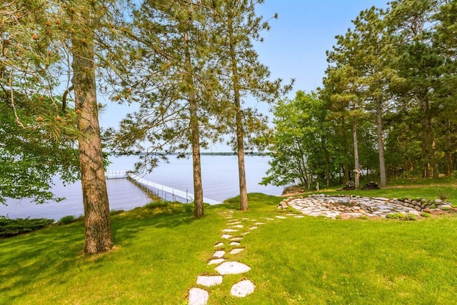 22855 Lake Hubert Dr, Lake Edward Twp, MN 56401 - view of green lawn with a water view