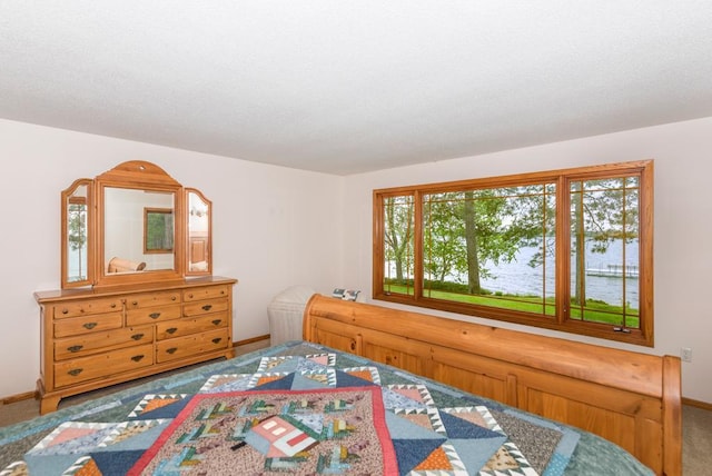 22855 Lake Hubert Dr, Lake Edward Twp, MN 56401 - carpeted bedroom with baseboards and a water view