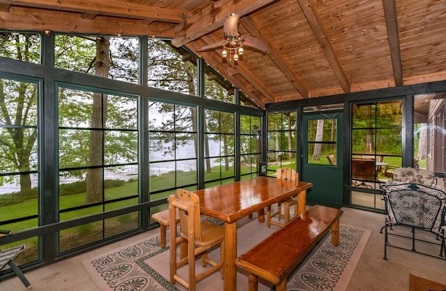22855 Lake Hubert Dr, Lake Edward Twp, MN 56401 - sunroom with a water view and ceiling fan
