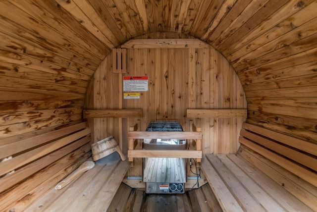 22855 Lake Hubert Dr, Lake Edward Twp, MN 56401 - sauna / steam room with wooden ceiling and wooden walls