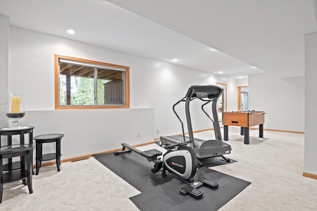12351 Holly St NW, Coon Rapids, MN 55448 - workout area with carpet, baseboards, and recessed lighting
