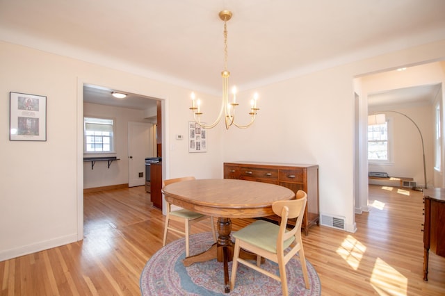 1904 Saunders Ave, Saint Paul, MN 55116 - dining area featuring a chandelier, light wood-style flooring, and baseboards
