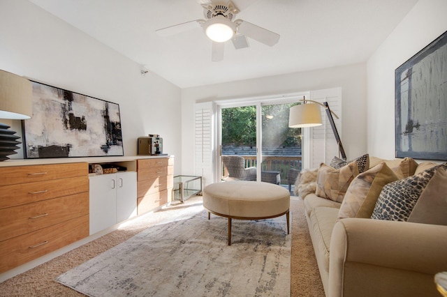 10014 Cove Dr, Hopkins, MN 55305 - living room with light colored carpet and a ceiling fan