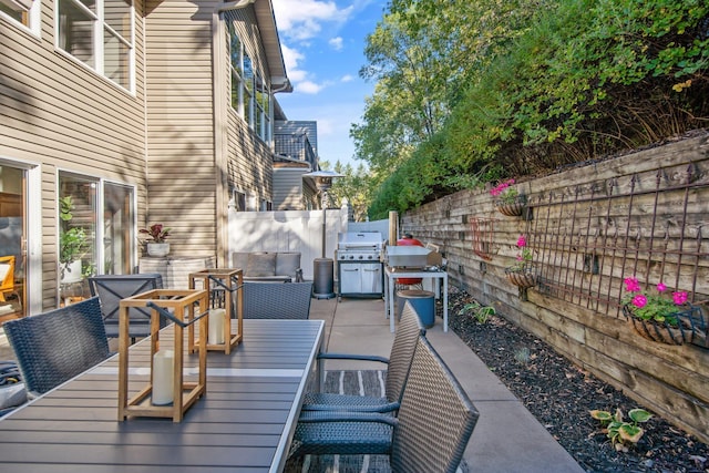 10014 Cove Dr, Hopkins, MN 55305 - fenced backyard featuring outdoor dining area and area for grilling