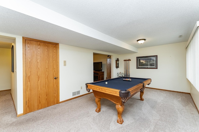 4822 3rd St NW, Rochester, MN 55901 - game room featuring carpet floors, a textured ceiling, pool table, and baseboards