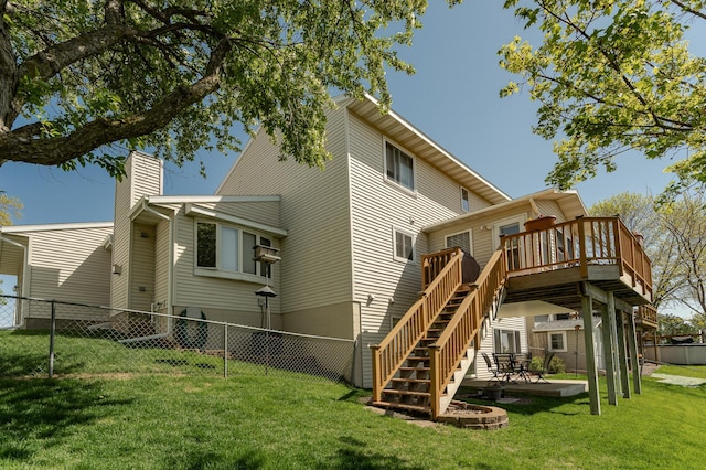 4822 3rd St NW, Rochester, MN 55901 - back of house with a deck, a chimney, a patio area, and stairs