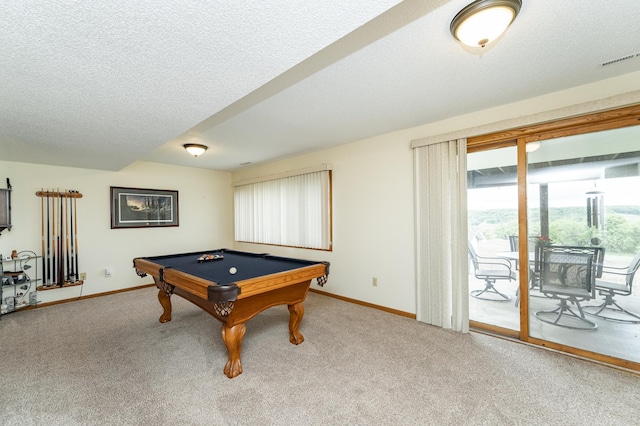 4822 3rd St NW, Rochester, MN 55901 - playroom featuring baseboards, carpet, billiards table, and a textured ceiling