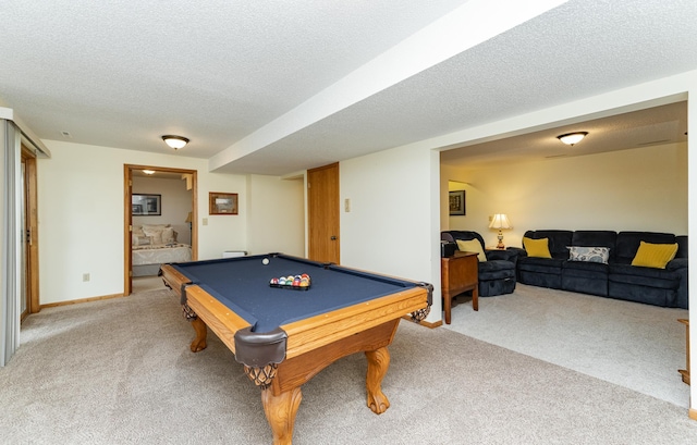 4822 3rd St NW, Rochester, MN 55901 - game room with light colored carpet, billiards table, a textured ceiling, and baseboards