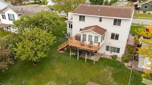 4822 3rd St NW, Rochester, MN 55901 - rear view of property featuring a wooden deck, roof with shingles, and a residential view