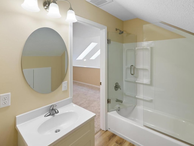 17394 Sunset Trl SW, Prior Lake, MN 55372 - bathroom with vanity, shower / washtub combination, and a textured ceiling