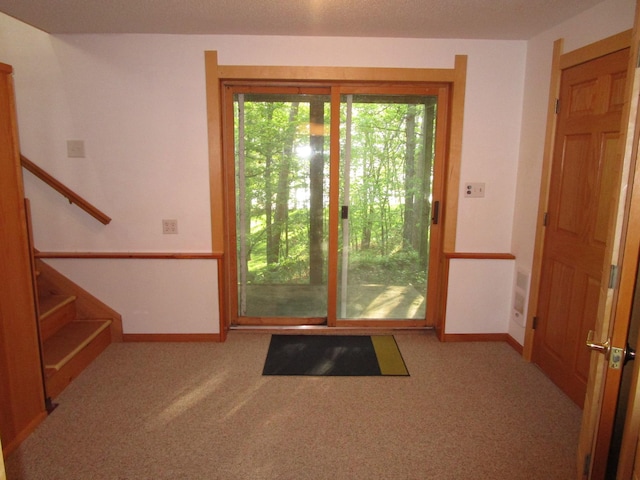 50532 County 29, Bemidji, MN 56601 - entryway with carpet, stairway, and baseboards