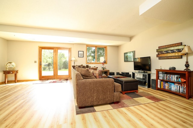 living room with wood finished floors