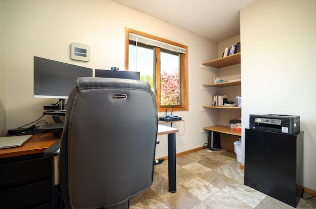 home office with baseboards