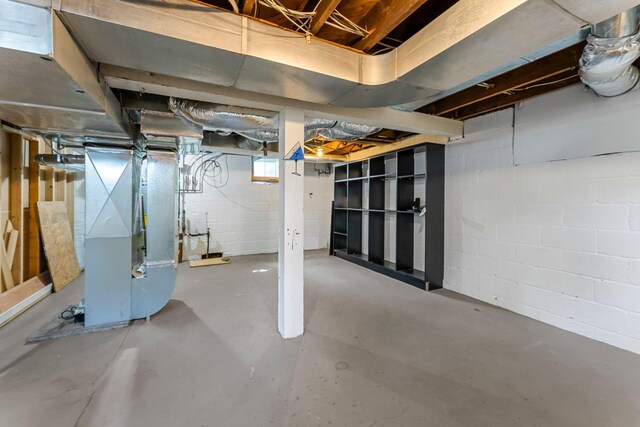 below grade area with heating unit