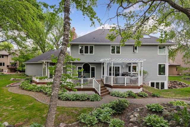 1438 Kings Wood Rd, Eagan, MN 55122 - back of house featuring a pergola, a wooden deck, and a shingled roof