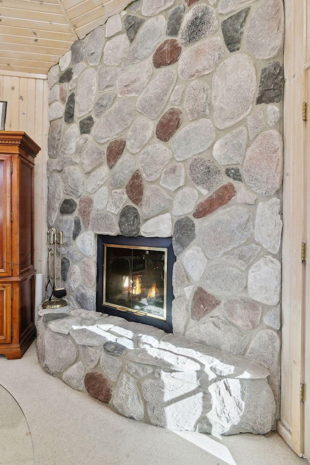 1438 Kings Wood Rd, Eagan, MN 55122 - detailed view of a stone fireplace and carpet floors
