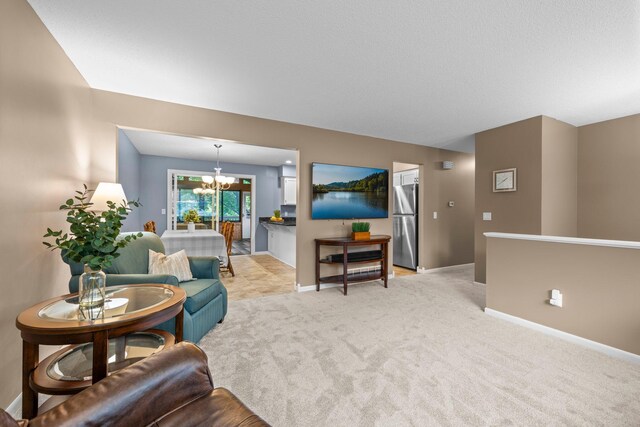 824 96th Ln NE, Blaine, MN 55434 - living room with a chandelier and light colored carpet