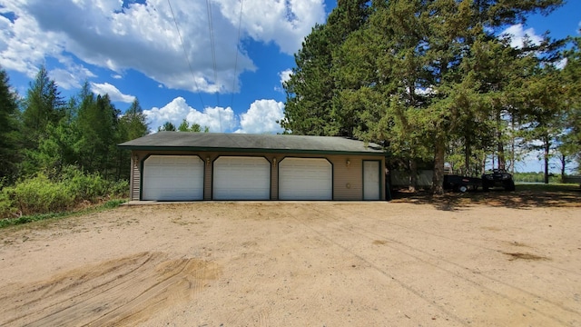 view of detached garage