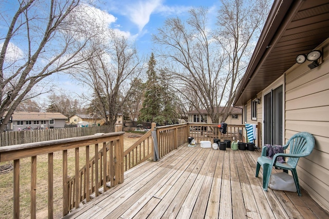 deck with a residential view