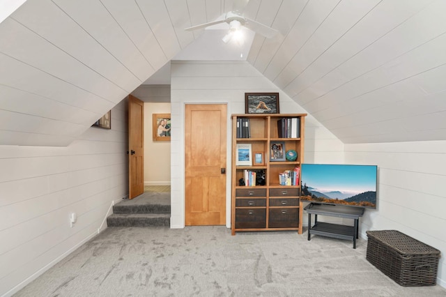 14575 268th Ave NW, Zimmerman, MN 55398 - bonus room featuring lofted ceiling, wooden walls, carpet flooring, and ceiling fan