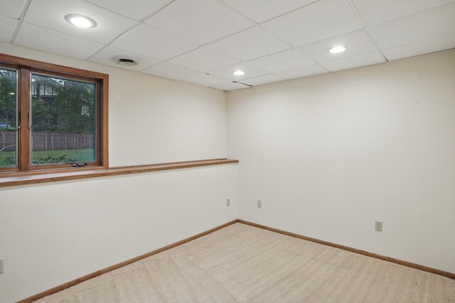 8681 144th Street Ct, Apple Valley, MN 55124 - unfurnished room with carpet floors, recessed lighting, baseboards, and a drop ceiling