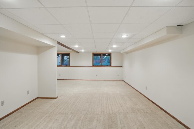 8681 144th Street Ct, Apple Valley, MN 55124 - finished basement featuring a paneled ceiling, light colored carpet, recessed lighting, and baseboards