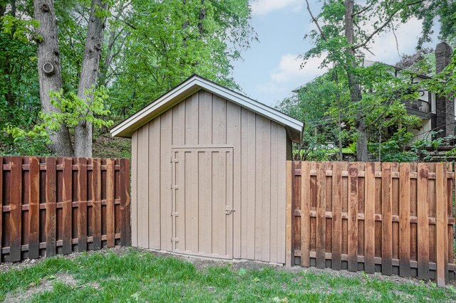 8681 144th Street Ct, Apple Valley, MN 55124 - view of shed with a fenced backyard