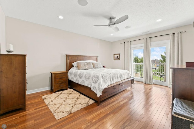 2501 30th Ave S Unit 201, Fargo, ND 58103 - bedroom with hardwood / wood-style flooring, access to exterior, baseboards, recessed lighting, and ceiling fan