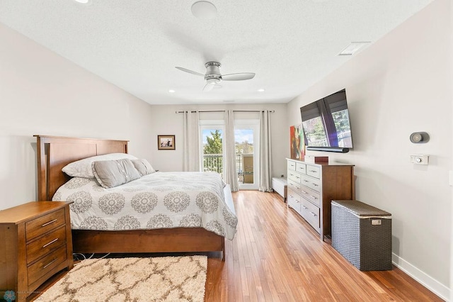 2501 30th Ave S Unit 201, Fargo, ND 58103 - bedroom with access to outside, light wood-style flooring, baseboards, ceiling fan, and recessed lighting