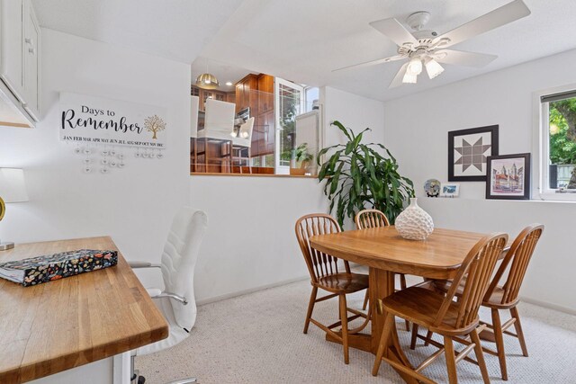 4084 Wild Goose Ln, White Bear Twp, MN 55110 - carpeted dining room with a ceiling fan and baseboards