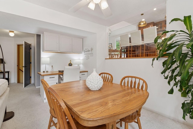 4084 Wild Goose Ln, White Bear Twp, MN 55110 - dining room with light colored carpet and a ceiling fan