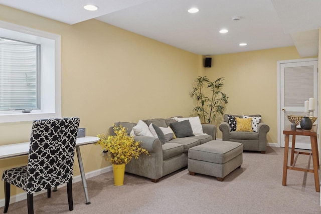 4084 Wild Goose Ln, White Bear Twp, MN 55110 - living area with carpet floors, recessed lighting, and baseboards