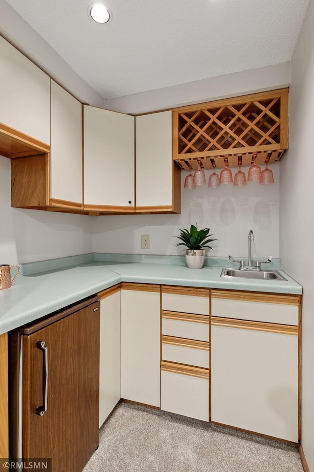 12762 Foliage Ave, Apple Valley, MN 55124 - kitchen featuring a sink, light carpet, and light countertops