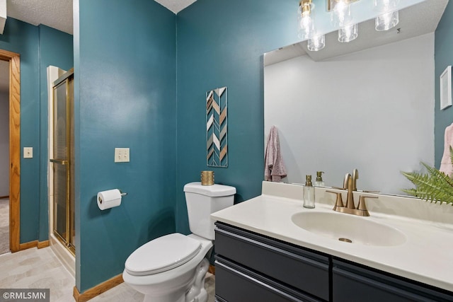 12762 Foliage Ave, Apple Valley, MN 55124 - bathroom with toilet, an enclosed shower, and vanity