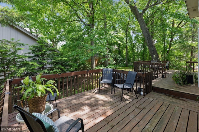 12762 Foliage Ave, Apple Valley, MN 55124 - wooden terrace featuring outdoor dining space