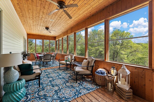 W10415 521st Ave, Prescott, WI 54021 - sunroom / solarium featuring ceiling fan, an outdoor hangout area, outdoor dining space, and plenty of natural light