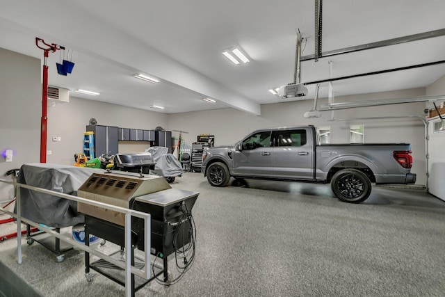 garage with a garage door opener