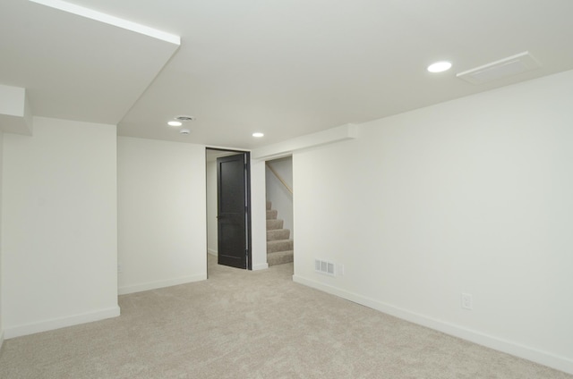 1459 Maywood St, Saint Paul, MN 55117 - empty room featuring recessed lighting, carpet flooring, baseboards, and stairway