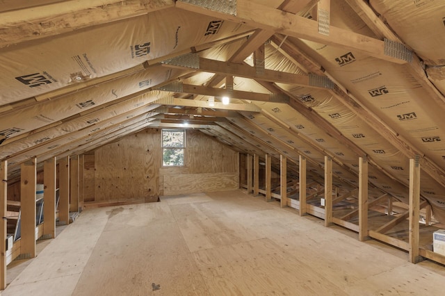 view of unfinished attic