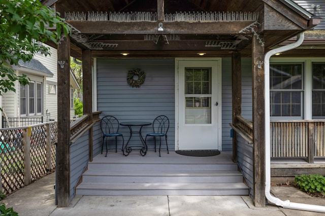 deck featuring a porch