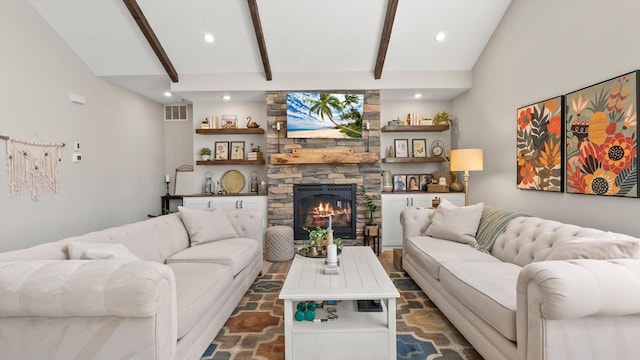 2356 Laport Dr, Mounds View, MN 55112 - living area featuring a fireplace and recessed lighting