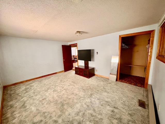 113 6th Ave SE, Baudette, MN 56623 - unfurnished bedroom with carpet floors, baseboards, a textured ceiling, and a baseboard radiator
