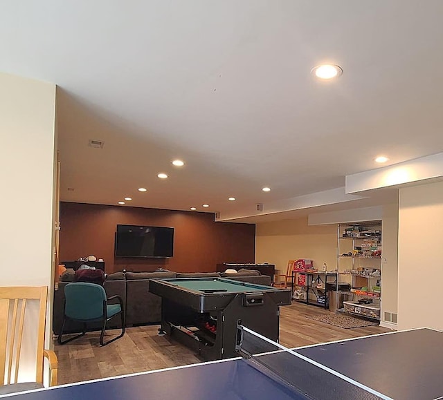 2714 Colleen St NE, Rochester, MN 55906 - playroom with wood finished floors, billiards, and recessed lighting