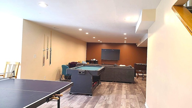 2714 Colleen St NE, Rochester, MN 55906 - rec room with wood finished floors and recessed lighting