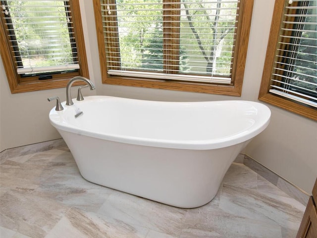 17768 Keystone Ave, Lakeville, MN 55044 - bathroom with a freestanding tub, plenty of natural light, and baseboards