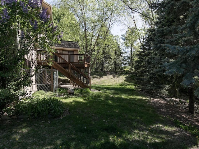 17768 Keystone Ave, Lakeville, MN 55044 - view of green lawn featuring stairs and a wooden deck